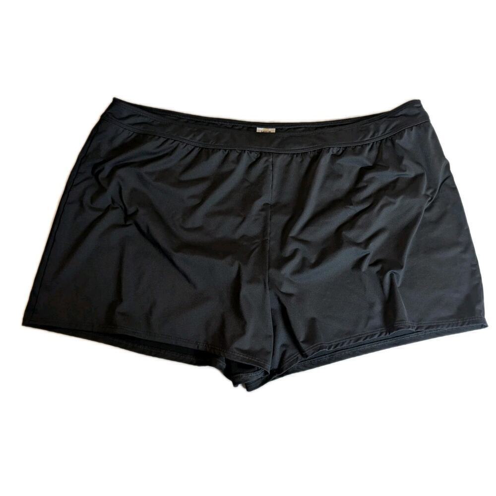 LAND'S END Black Swimwear Bottoms Lined Board Shorts Size 26W